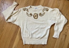 Soft Angora Gold Bead And Sequin Sweater 80s Glam