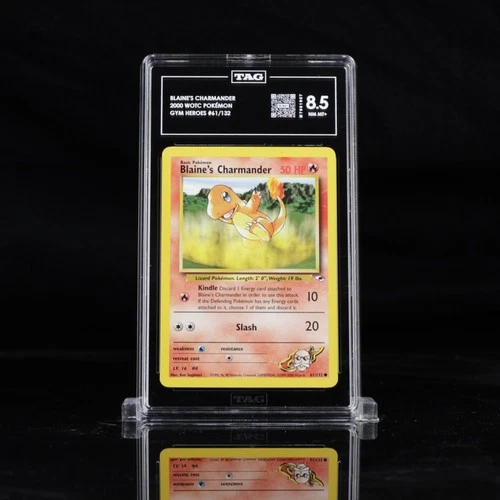 Vintage 2000 Pokemon Gym Heroes Unlimted  Blaine's Charmander #61/132 TAG 8.5