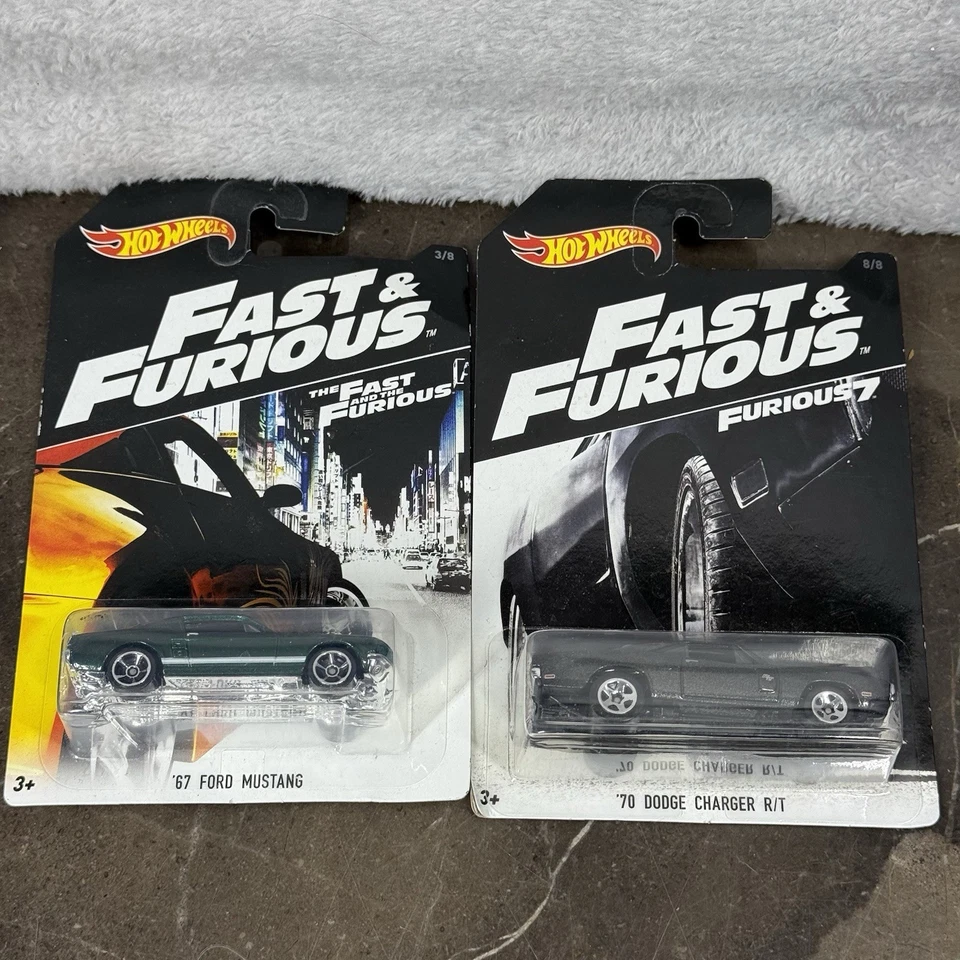 Hot Wheels Fast and Furious 7 1970 Dodge Charger R/T  & 67 Ford Mustang LOT of 2 - Image 2 of 3