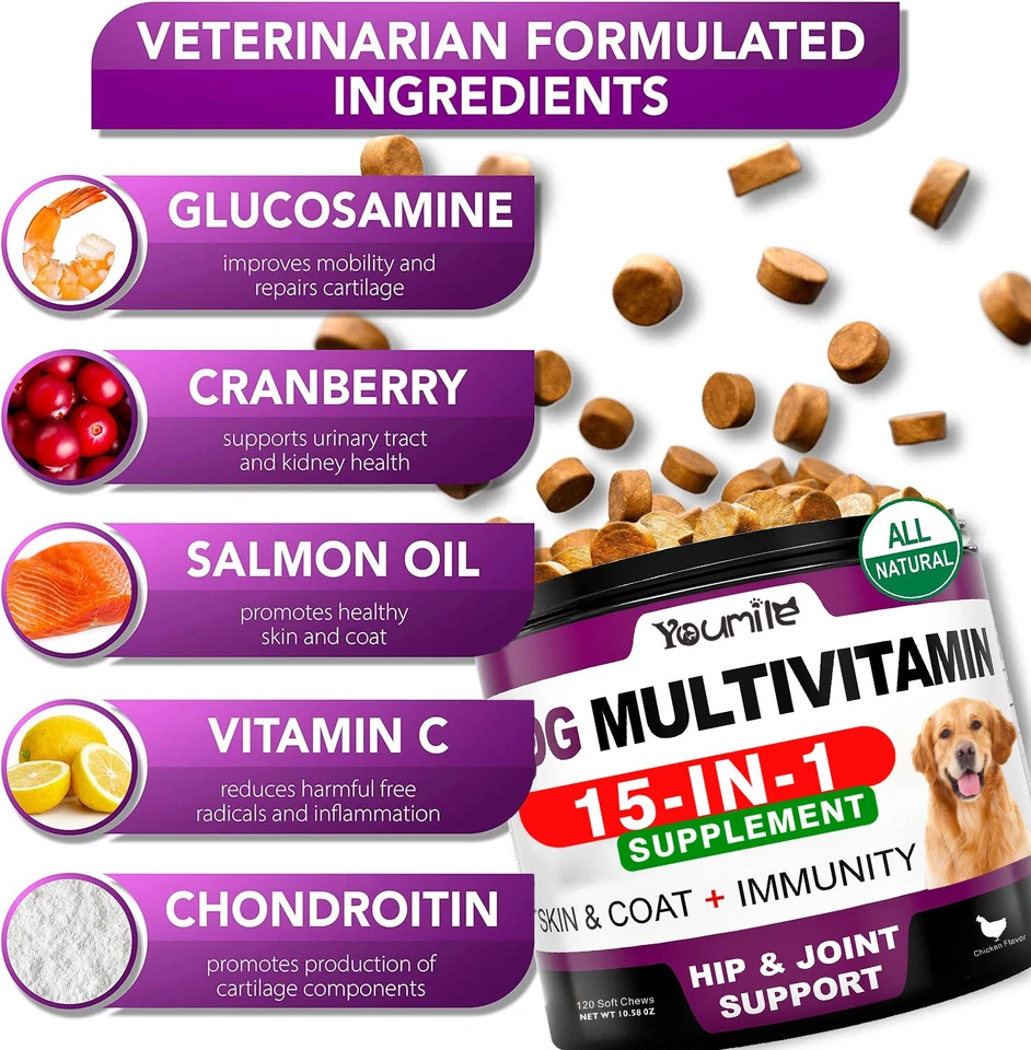 Dog Multivitamin Chewable with Glucosamine Vitamins for Senior & Puppy 120 Chews - Image 4 of 4