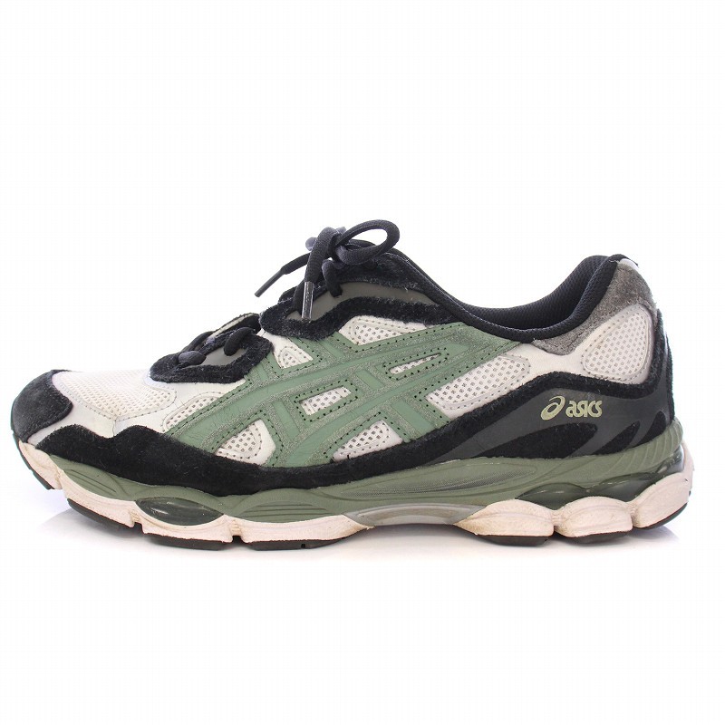 ASICS GELNYC Low Cut Sneakers Men US9 White Green Black Mesh Logo  B
