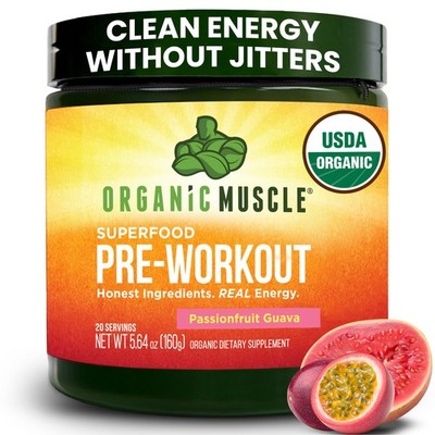 USDA Organic Pre-Workout Powder Passionfruit Guava | Clean Energy Without Jit...