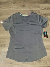 Scrubstar Women  s Size Med Gray Stretch Antimicrobial Scrub Top New B17 