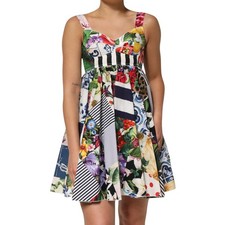 DOLCE & GABBANA Dress Multicolor Patchwork Cotton AlineMini IT36/US2/XXS 5000usd