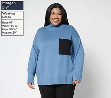 Peace Love World Cotton Turtleneck Color Block Pocket Sweater Nwt A703385