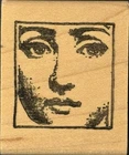 Rubber Stamp Vintage Beauty Woman Face Frame Small