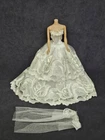 VTG Barbie Mego Clone Doll OOAK White Wedding Gown Lace Floral Veil READ