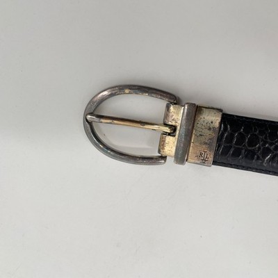 RLL Ralph Lauren Black/Brown Croc Embossed Leather  display picture 2