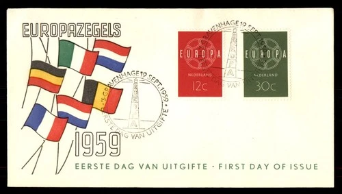 Mayfairstamps Netherlands FDC 1959 Europa Cept Flags First Day Cover aaw_29757