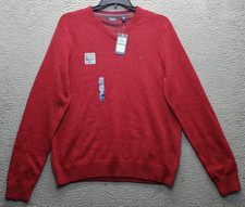 IZOD Sweater Mens Large Dark Red Long Sleeve V-Neck Ribbed Cuff  Hem Pullover