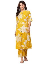 Women's Cotton A-Line Kurta Set with Palazzo Pants