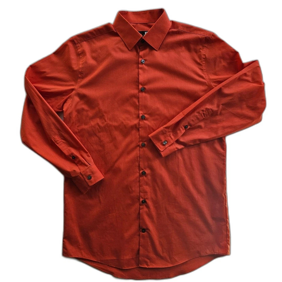 Camisa de vestir J. Ferrar con botones naranja para hombre ajustada talla M 15-15 1/2 32-33 Foto 2 de 4