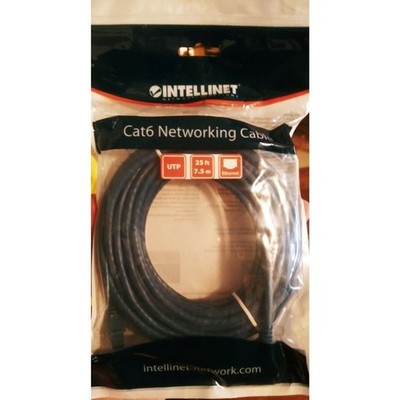 Intellinet Cat6 Ethernet Cable UTP Networking Cable 25 Ft Length Black New