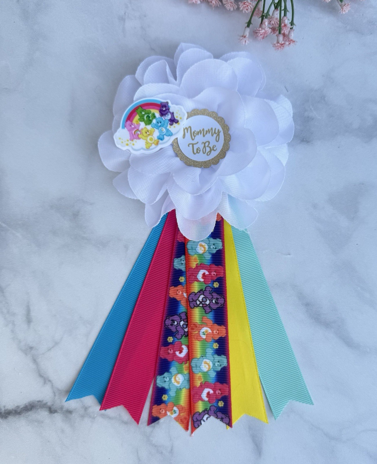 Care Bears Baby Shower Corsages Set , Mommy & Daddy Baby Shower Pins