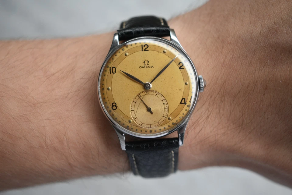 1944 Omega Small Seconds Mens Watch Jumbo Mechanical Leather Rare 2317/6 - Image 4 of 4