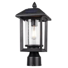 Solar Lamp Post Light, Solar Post Lights Outdoor, Waterproof Anti-Rust Black ...