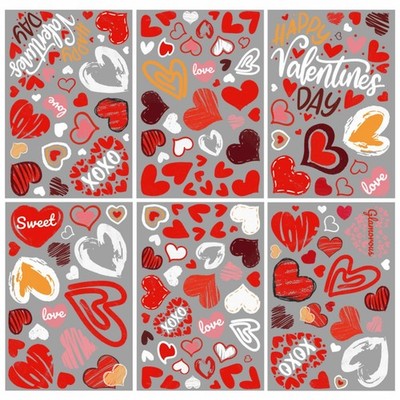 162Pcs Valentines Day Decorations,6 Sheets Valentines Window Clings,Heart Win...