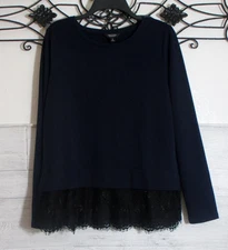 Simply Vera Wang Women's Knit Top Size M Long Sleeve Blue Round Neck