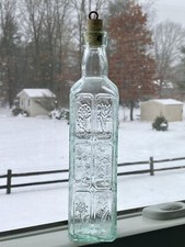 Bormioli Rocco Country Home Fiori Bottle 18-1/2-Ounce Glass Embossed Flowers New