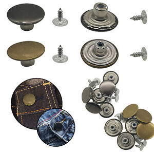 Trimming Shop Bronze 20mm Metal Jeans Buttons Tack Fasteners with Back Pin for Clothing Repairing Jackets Denims 100pcs 