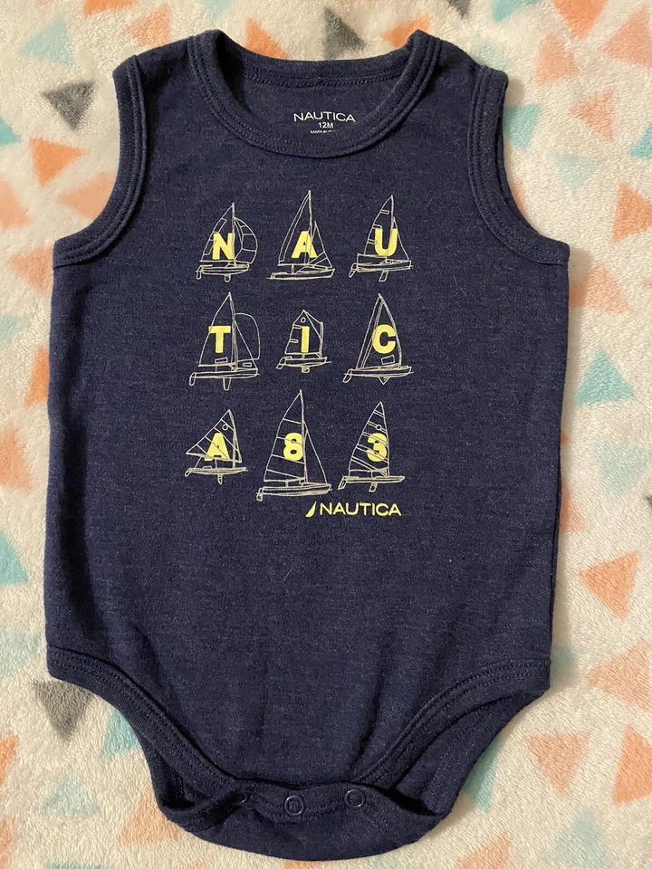 Nautica 婴儿 T 恤紧身衣 12 个月海军蓝 NAUTICA83 帆船免运费 — 第 4/4 张图片