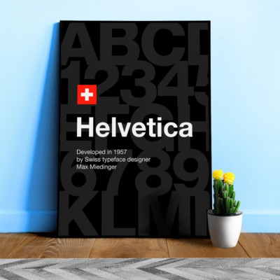 Helvetica font, 1957   design typography poster, abstract print, aesthetic art