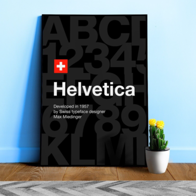 Helvetica font, 1957 — design typography poster, abstract