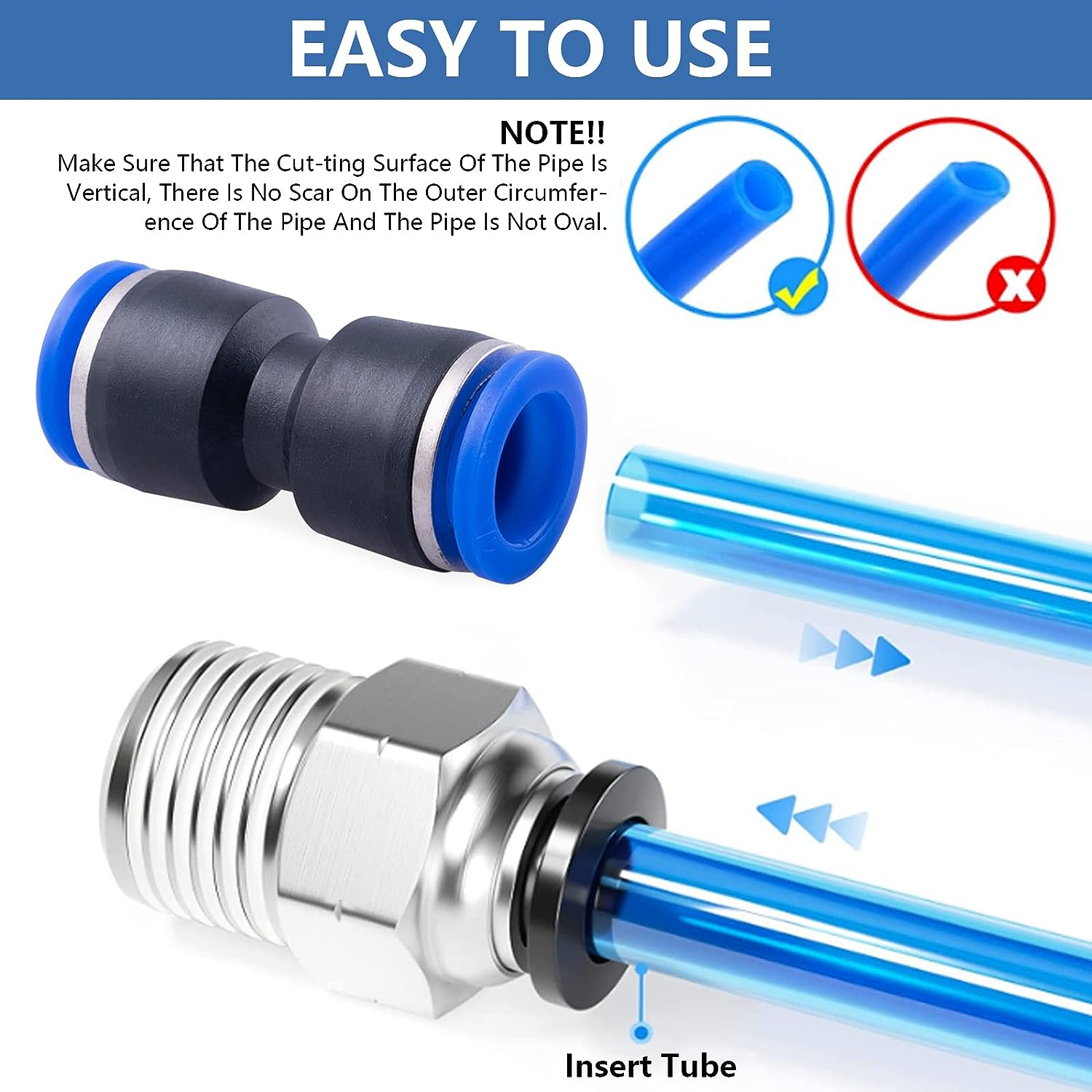 45PCS Air Line Fitting Kit, NPT Thread Push To Connect Fittings, Nylon