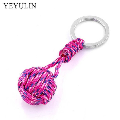 Polyester Braid Rope Ball Keychains Multicolor Lanyard Outdoor Camping Keychain - Picture 20 of 24