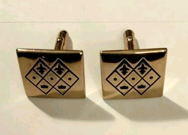 Unusual Pair Swank Cufflinks with Symbols in Geometry and Diamond Design - Image 2 of 4