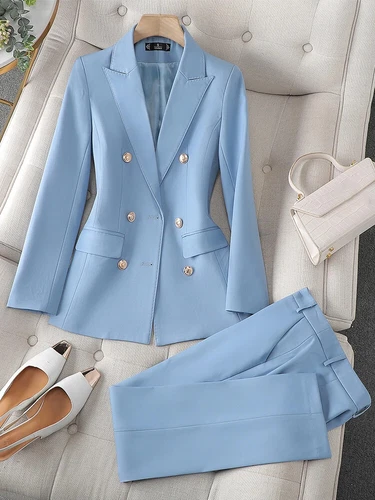 Damen Business Blazer Jacke und Hose formell 2-teiliges Set Damen Hosenanzug - Bild 9 von 23
