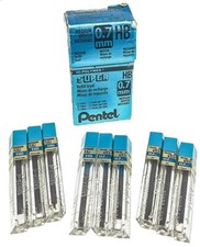 Pentel Super Hi-Polymer HB Lead - Lot of 9 Tubes of 12 Pieces 0.7mm x 50mm NOS