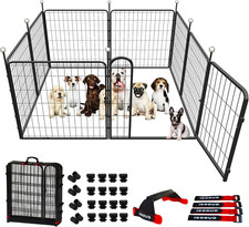 Dog Playpen Indoor/Outdoor,32'' Portable Dog Crates with Easy-Carry Straps,8 Pan