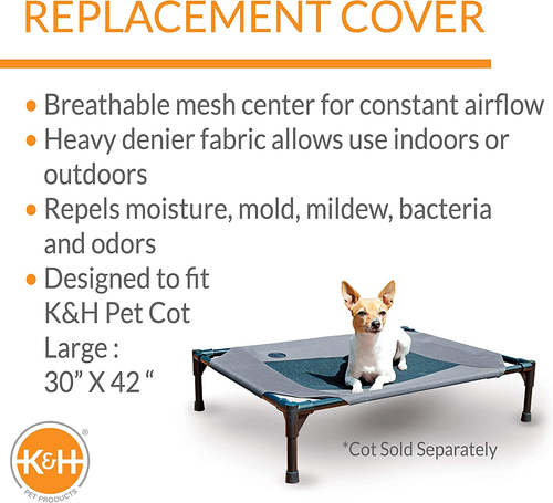 K&H Pet Products OEM Pet Cot Replacement Cover Only Gray/Black Mesh Large 30X42" - Picture 6 of 10