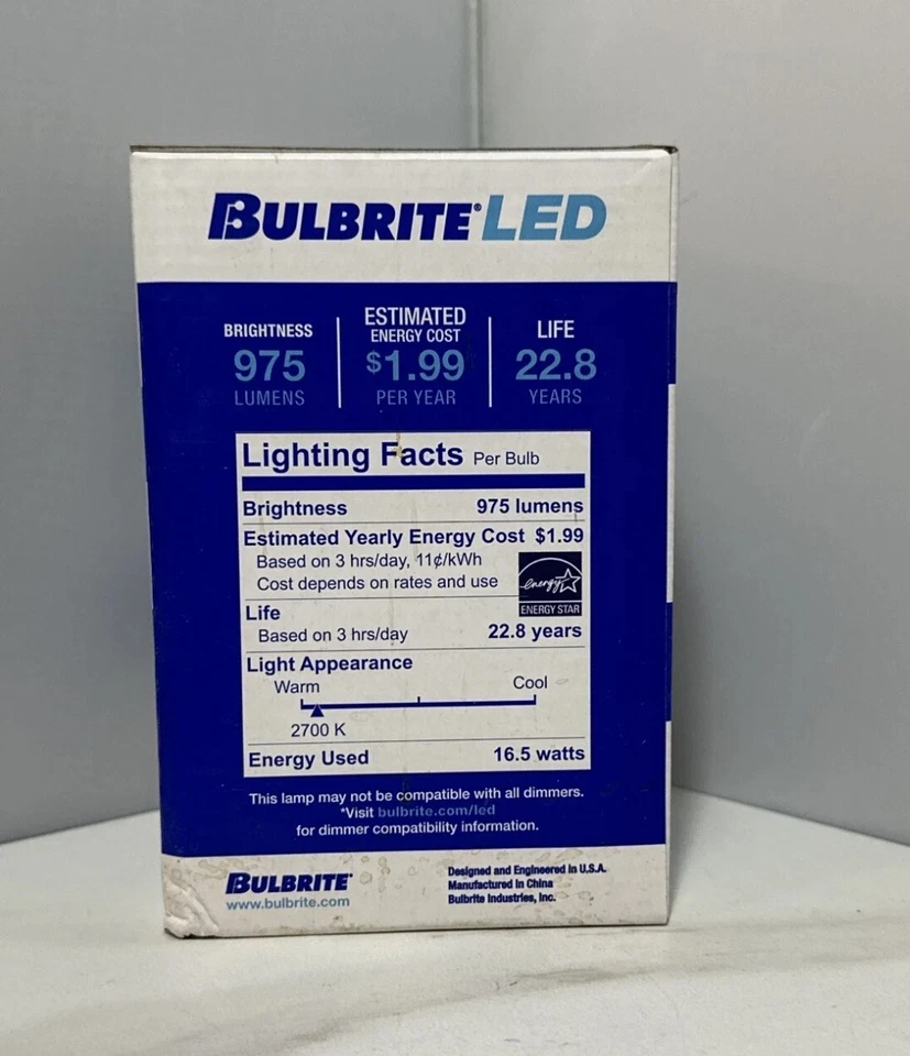 Bulbrite 16.5W DIMMABLE Light Bulb #772810 LED BR30 - Image 4 of 4