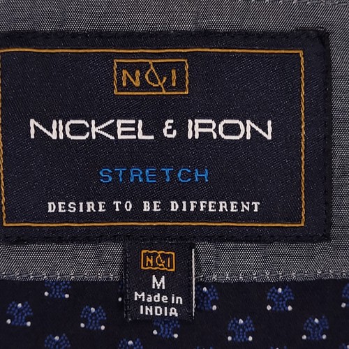 Camicia uomo Nickel & Iron M elasticizzata blu navy manica lunga con bottoni - Foto 3 di 9