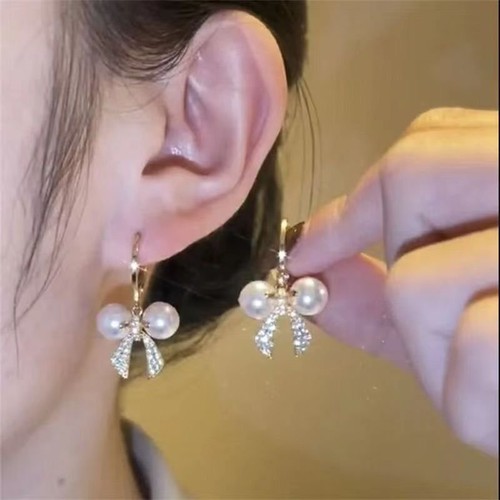 925 Silver Pearl Crystal CZ Ear Stud Earrings Drop Dangle Women Wedding Jewelry - Photo 73 sur 81