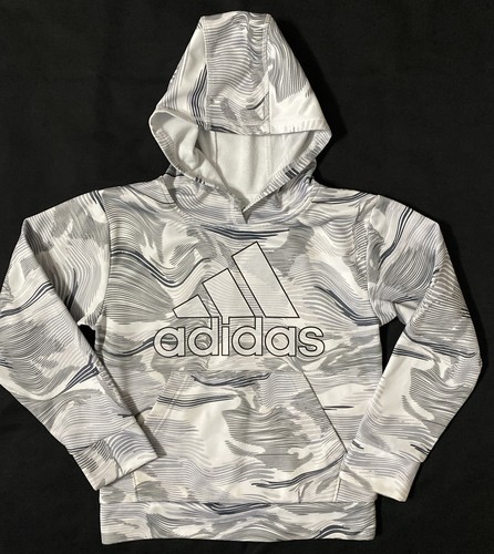 Jugend Adidas Logo Vlies Pullover Hoodie, klein (8), grau - Bild 1 von 4