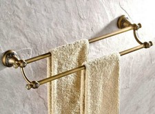 Bathroom Accessory Wall Mounted Antique Brass Double Towel Bar Rail Rack Qba425