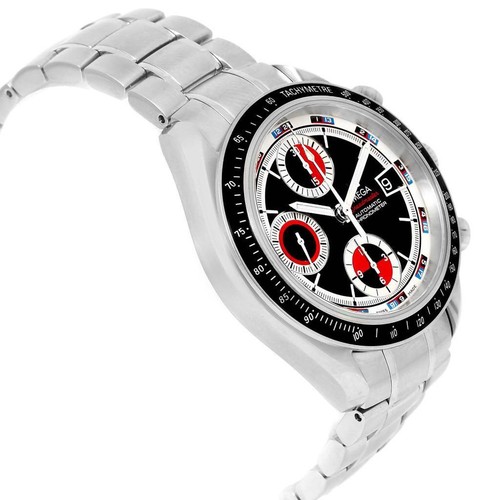 omega speedmaster black white red casino dial mens watch 3210.