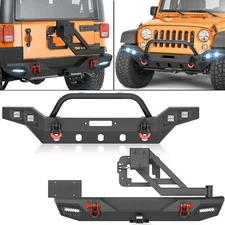 Front /Rear Bumper W/ D-rings For 07-18 Jeep Wrangler JK JKU Unlimited 2/4 Doors