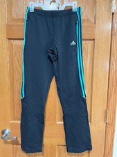 ADIDAS Climalite Women's S Black Teal Track Athletic Activewear Pant Zip Pockets