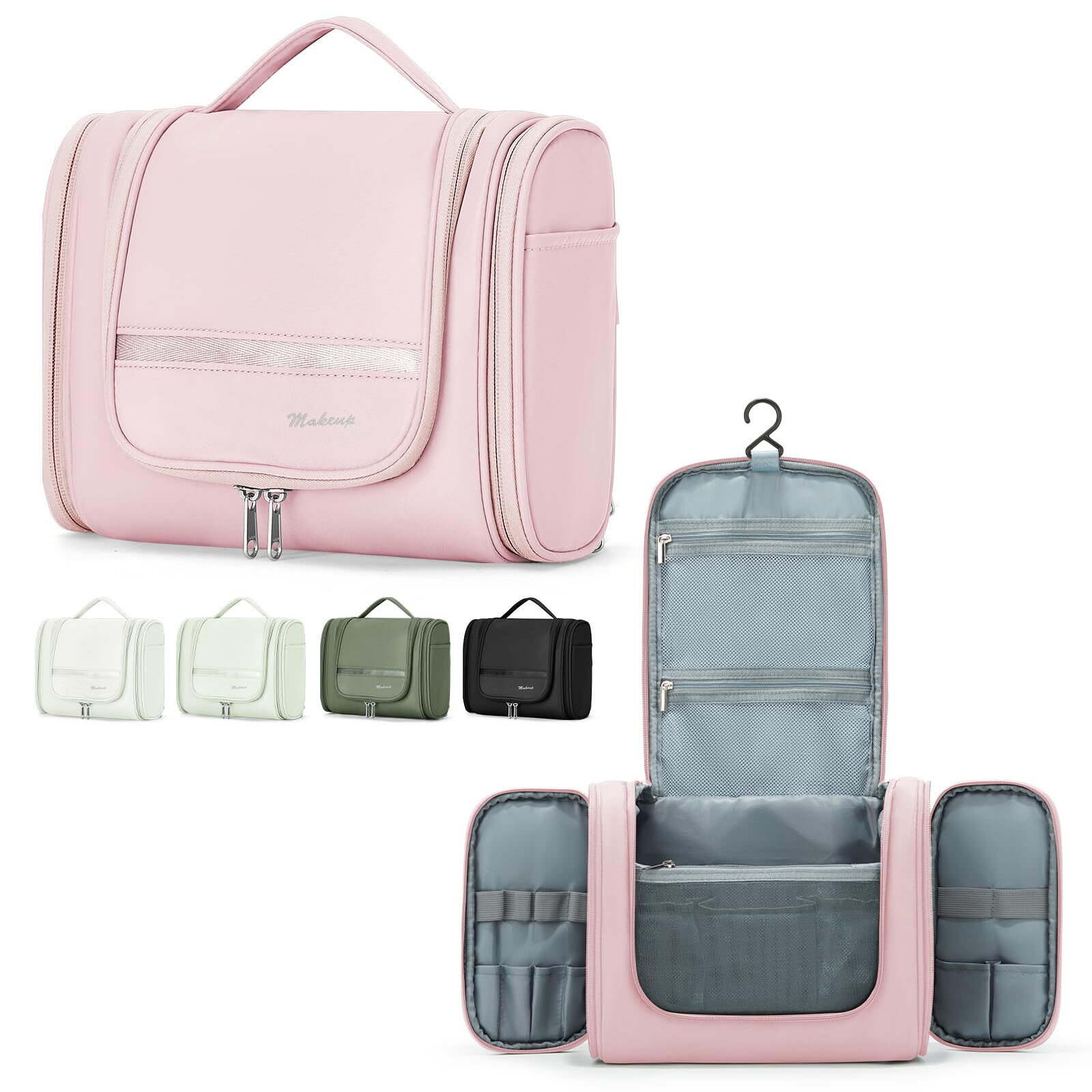 Water-Resistant Travel Toiletry Bag with Hanging Hook for Cosmetics-image