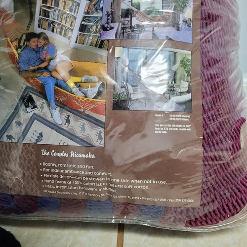 Nicamaka Hammock Couples Medium Blue Purple 100% Cotton Nicaragua Double Knit - Picture 10 of 10