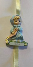 PRECIOUS MOMENTS March Birthday Ribbon Girls Necklace 18 in