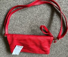Brand New TK MAXX Coral Red Clutch Bag Detachable Cross Body Strap RRP 35