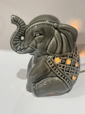 6  Grey Elephant Night Light Sitting Lucky Trunk Up Elephant Used