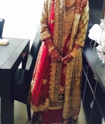 Pakistani wedding Red And Golden Gown bridal Lehnga | eBay UK