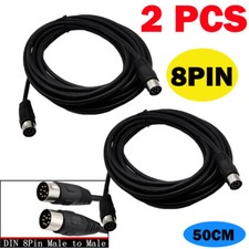 2X MIDI DIN 8 Pin Cable Male to Male DIN Plug Instrument Converter Adapter 0.5m