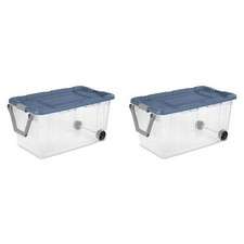 160 Qt. Wheeled Storage Box Plastic Adult, Bl...